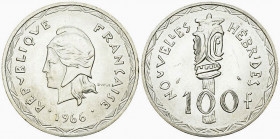 New Hebrides AR 100 Francs 1966 

New Hebrides. AR 100 Francs 1966 (24.88 g).
KM 1.

Almost FDC.
