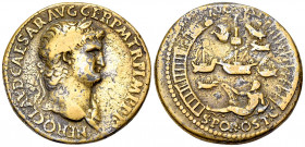 Nero AE "Sestertius", later aftercast 

Nero, after Giovanni Cavino (1500-1570). Paduan AE "Sestertius" (33 mm, 21.91 g). 
Obv. NERO CLAVD CAESAR A...