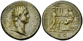 Domitianus AE "Sestertius", later aftercast 

Domitianus, after Giovanni Cavino (1500-1570). Paduan AE "Sestertius" (35 mm, 20.71 g). 
Obv. IMP CAE...