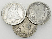 USA, Lot of 3 AR Quarters 

USA. Lot of 3 (three) AR Quarter Dollars: 1876, 1893, and 1904.

Fine. (3)

Lot sold as is, no returns.