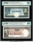 Australia Commonwealth Bank of Australia 5; 10 Pounds ND (1954-59); ND (1960-65) Pick 31; 36 Two Examples PMG Extremely Fine 40; Very Fine 30. 

HID09...