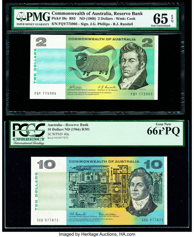 Australia Commonwealth of Australia; Reserve Bank 2; 10 Dollars ND (1968); ND (1...