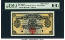 Barbados Barclays Bank 20 Dollars 1922-26 Pick S102s Specimen PMG Gem Uncirculated 66 EPQ. Two POCs.

HID09801242017

© 2020 Heritage Auctions | All R...