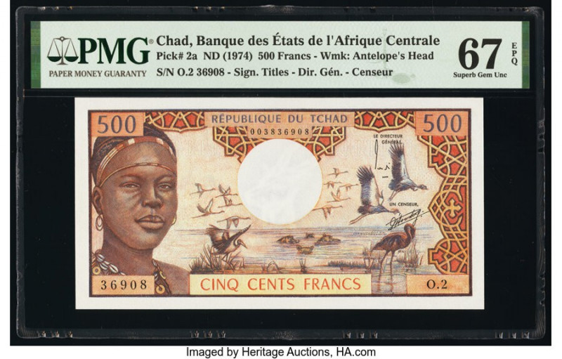 Chad Banque Des Etats De L'Afrique Centrale 500 Francs ND (1974) Pick 2a PMG Sup...