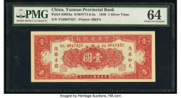 China Yunnan Provincial Bank 1 Silver Yuan 1949 Pick S3024a S/M#Y71 PMG Choice Uncirculated 64. 

HID09801242017

© 2020 Heritage Auctions | All Right...