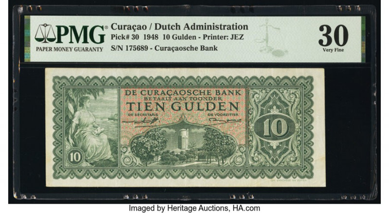 Curacao Curacaosche Bank 10 Gulden 1948 Pick 30 PMG Very Fine 30. 

HID098012420...