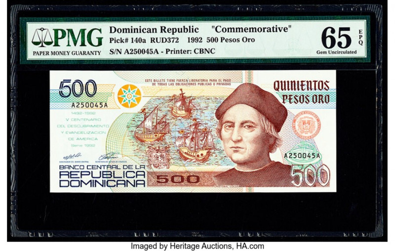 Dominican Republic Banco Central de la Republica Dominicana 500 Pesos Oro 1992 P...