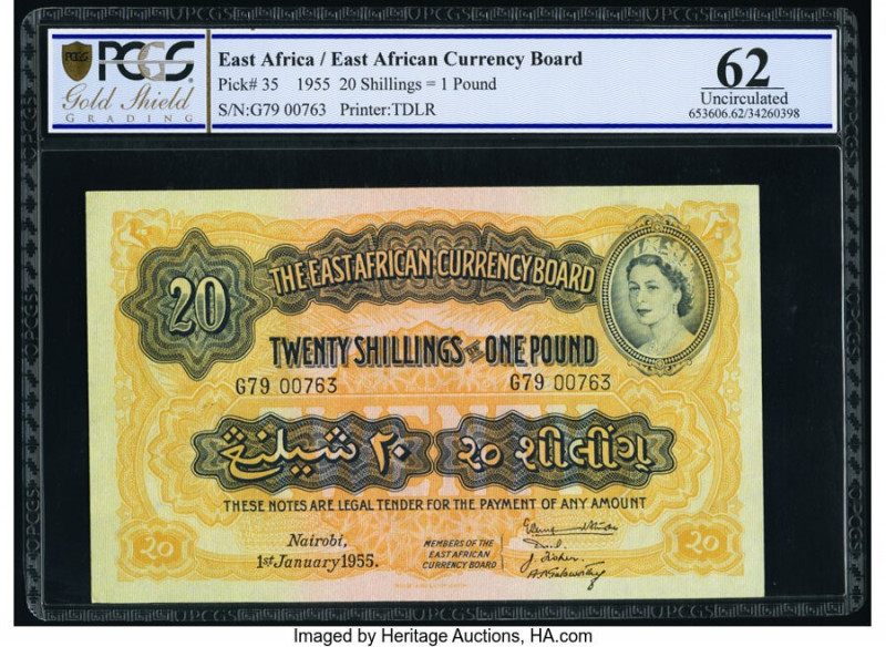 East Africa East African Currency Board 20 Shillings = 1 Pound 1.1.1955 Pick 35 ...