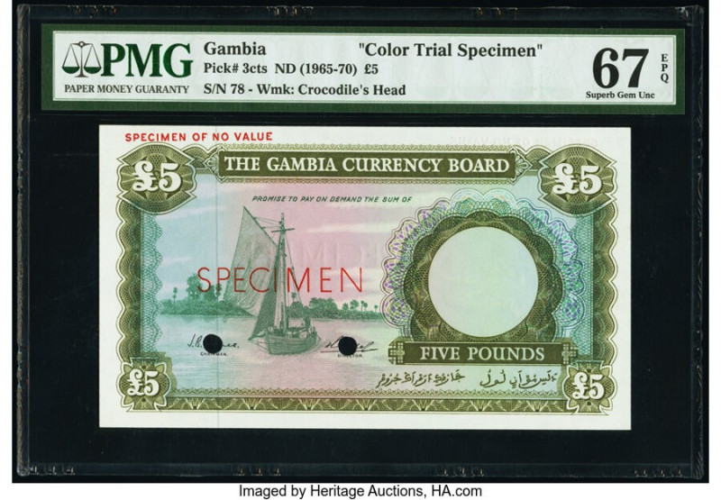 Gambia The Gambia Currency Board 5 Pounds ND (1965-70) Pick 3cts Color Trial Spe...