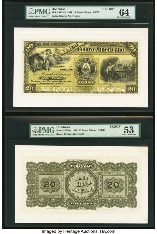 Honduras Banco Centro-Americano 20 Pesos 1888 Pick S135fp; S135bp Front and Back...