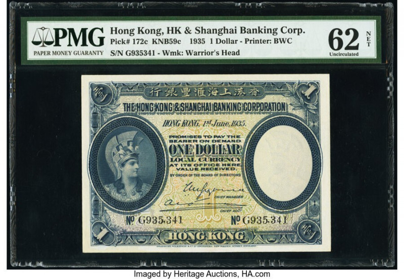 Hong Kong Hongkong & Shanghai Banking Corp. 1 Dollar 1.6.1935 Pick 172c PMG Unci...