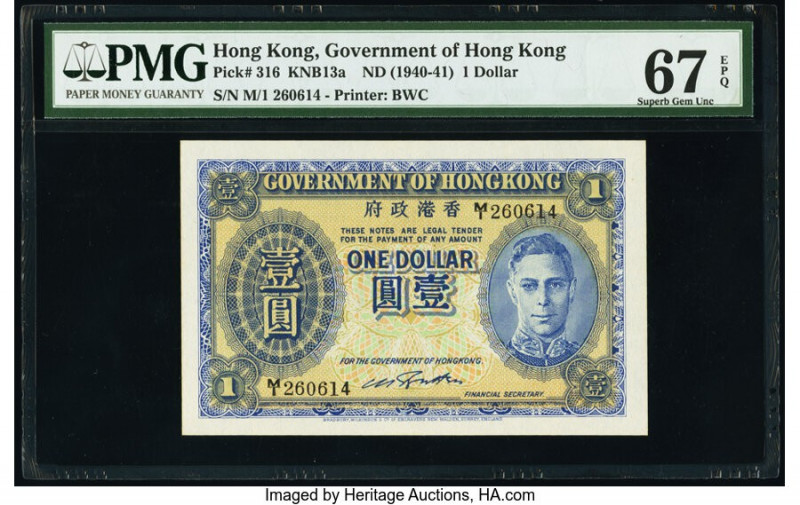 Hong Kong Government of Hong Kong 1 Dollar ND (1940-41) Pick 316 KNB13a PMG Supe...