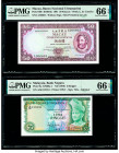 Macau Banco Nacional Ultramarino 50 Patacas 8.8.1981 Pick 60b KNB54a PMG Gem Uncirculated 66 EPQ; Malaysia Bank Negara 5 Ringgit ND (1976) Pick 8a KNB...