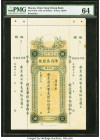 Macau Chan Tung Cheng Bank 50 Dollars 1934 Pick S94r Remainder PMG Choice Uncirculated 64. Note unaffected by issues in counterfoil.

HID09801242017

...