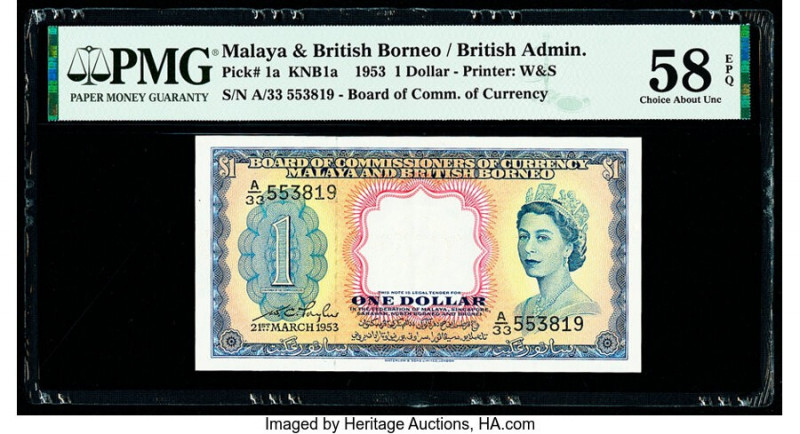 Malaya and British Borneo Board of Commissioners of Currency 1 Dollar 21.3.1953 ...