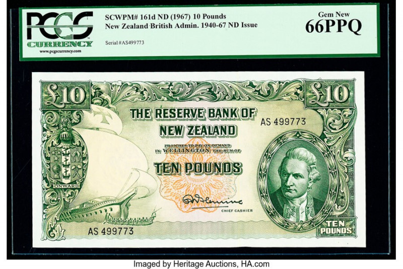 New Zealand Reserve Bank of New Zealand 10 Pounds ND (1960-67) Pick 161d PCGS Ge...