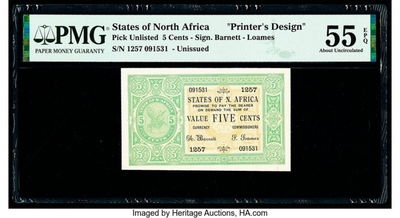 North Africa States of North Africa 5 Cents ND Pick UNL Printer's Design PMG Abo...