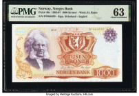 Norway Norges Bank 1000 Kroner 1986 Pick 40c PMG Choice Uncirculated 63. 

HID09801242017

© 2020 Heritage Auctions | All Rights Reserved
