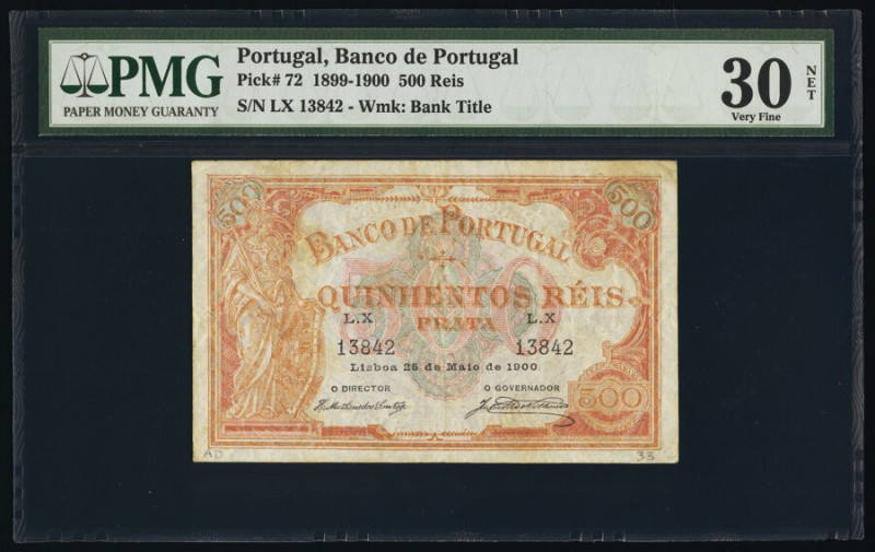 Portugal Banco de Portugal 500 Reis 25.5.1900 Pick 72 PMG Very Fine 30 Net. Prev...