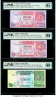 Qatar Qatar Monetary Agency 5 (2); 10 Riyals ND (ca. 1980); ND (1996) (2) Pick 8b; 15a; 16a Three Examples PMG Gem Uncirculated 65 EPQ; Gem Uncirculat...