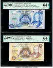 Scotland Bank of Scotland 5; 10 Pounds 28.9.1979; 9.3.1993 Pick 112d; 117 Two Examples PMG Choice Uncirculated 64 EPQ; Choice Uncirculated 64. 

HID09...