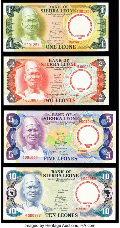 Sierra Leone Group Lot of 4 Examples Crisp Uncirculated. Pick 13 has an as made ...