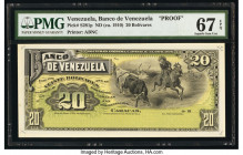 Venezuela Banco de Venezuela 20 Bolivares ND (ca. 1910) Pick S281p Proof PMG Superb Gem Unc 67 EPQ. 

HID09801242017

© 2020 Heritage Auctions | All R...