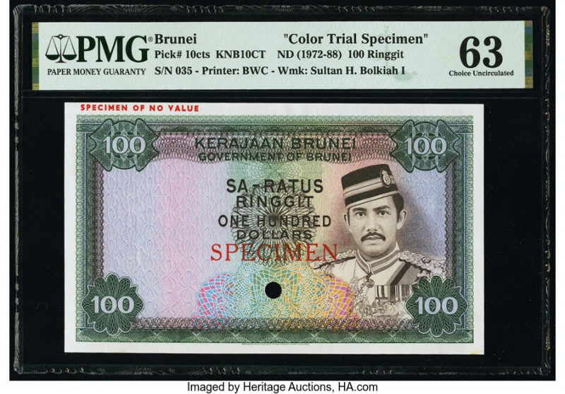 Brunei Government of Brunei 100 Ringgit ND (1972-88) Pick 10cts KNB10CT Color Tr...