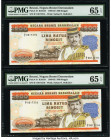Brunei Negara Brunei Darussalam 500 Ringgit 1989 Pick 18 KNB18 Two Examples PMG Gem Uncirculated 65 EPQ (2). Relatively small serial numbers are seen ...