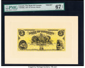 Canada Toronto, ON- Bank of Toronto $5 2.1.1935 Ch.# 715-24-02fp; bp Front and Back Proofs PMG Superb Gem Unc 67 EPQ; Choice Uncirculated 64. Bank of ...