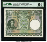 Ceylon Government of Ceylon 100 Rupees 24.6.1945 Pick 38a PMG Choice Uncirculated 64. A high grade 100 Rupees example, this type is rarely encountered...