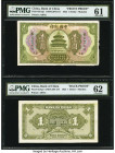 China Bank of China, Mukden 1 Dollar 1.7.1925 Pick 65Ap1; 65Ap2 Front and Back Proofs PMG Uncirculated 61; Uncirculated 62. Both Proofs have control n...