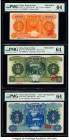 China Bank of China, Shantung 1; 5; 10 Yuan 1934 (2); 1935 Pick 71s; 72as; 75cts Specimen (2); Color Trial Specimen PMG Choice Uncirculated 64 (3). Th...