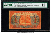 China Bank of Communications, Changchung 1 Dollar 1.7.1913 Pick 110a S/M#C126-31d PMG Fine 12. A striking and rare note, examples are seldom seen in a...
