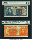 China Central Bank of China 1; 5 Dollars 1926 Pick 182s; 183s Two Specimen PMG Choice Uncirculated 64 EPQ; Choice About Unc 58 EPQ. Two denominations ...