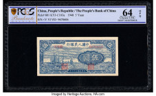 China People's Bank of China 5 Yuan 1948 Pick 801a S/M#C282-3 PCGS Banknote Choice UNC 64 OPQ. Simply excellent paper is seen on this small sized and ...