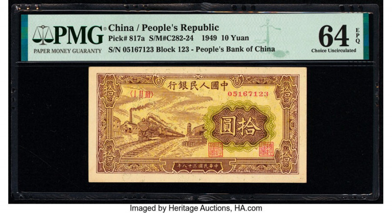 China People's Bank of China 10 Yuan 1949 Pick 817a S/M#C282-24 PMG Choice Uncir...