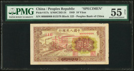 China People's Bank of China 10 Yuan 1949 Pick 817s S/M#C282-24 Specimen PMG About Uncirculated 55 Net. Specimen from the 1949 series are an affordabl...