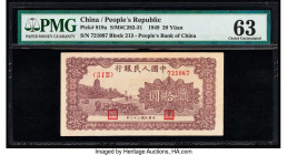 China People's Bank of China 20 Yuan 1949 Pick 819a S/M#C282-31 PMG Choice Uncirculated 63. Many of the lower denomination notes of the infamous 1949 ...