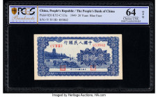 China People's Bank of China 20 Yuan 1949 Pick 820a S/M#C282-30 PCGS Banknote Choice UNC 64 OPQ. Deep blue ink and excellent paper are easily seen on ...