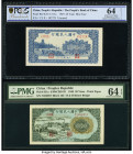 China People's Bank of China 20 Yuan 1949 Pick 820; 821a Two Examples PCGS Banknote Choice UNC 64 Details; PMG Choice Uncirculated 64 EPQ. The first s...