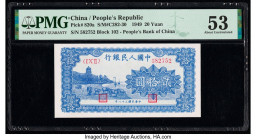 China People's Bank of China 20 Yuan 1949 Pick 820a S/M#C282-30 PMG About Uncirculated 53. Only brief circulation is present on this small sized and l...