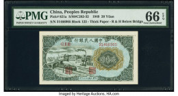 China People's Bank of China 20 Yuan 1949 Pick 821a S/M#C282-32 PMG Gem Uncirculated 66 EPQ. Impressive pack fresh originality and deep colors enhance...