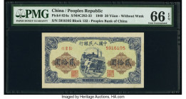 China People's Bank of China 20 Yuan 1949 Pick 824a S/M#C282-33 PMG Gem Uncirculated 66 EPQ. A gorgeous example of the 20 Yuan denomination from the f...