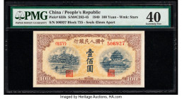 China People's Bank of China 100 Yuan 1949 Pick 833b S/M#C282-45 PMG Extremely Fine 40. Unusually good grade is seen on both sides of this rare note f...