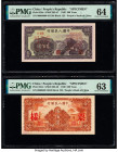 China People's Bank of China 200; 500 Yuan 1949 Pick 838s; 842s Two Specimen PMG Choice Uncirculated 64; Choice Uncirculated 63. Two People's Republic...