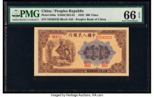 China People's Bank of China 200 Yuan 1949 Pick 840a S/M#C282-53 PMG Gem Uncirculated 66 EPQ. A scarce and underrated type, this offering is especiall...