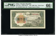 China People's Bank of China 1000 Yuan 1949 Pick 847c S/M#C282-61 PMG Gem Uncirculated 66 EPQ. Simply excellent paper and color schemes are present on...