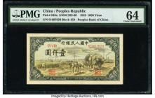 China People's Bank of China 1000 Yuan 1949 Pick 849a S/M#C282-60 PMG Choice Uncirculated 64. Terrific colors and punch-through embossing are seen on ...