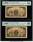 China People's Bank of China 5000 Yuan 1949 Pick 852a S/M#C282 Two Consecutive Examples PMG About Uncirculated 53; About Uncirculated 50. Only brief c...